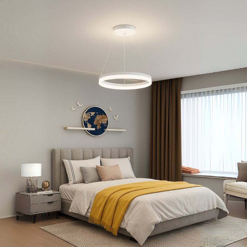 Lustra LED cu telecomanda ANINA 33W, lumina Rece/Calda/Neutra, Dimabila, Alb, Inaltime Reglabila