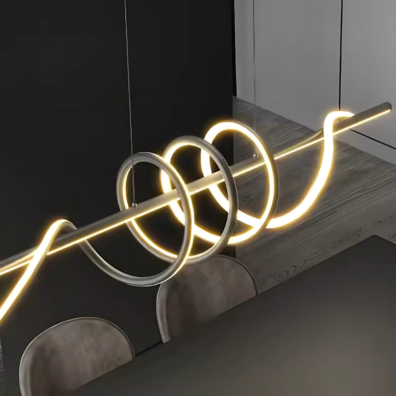 Lustra LED cu telecomanda RIBBON, 66W, Lumina Rece/Calda/Neutra, Dimabila, Negru, Inaltime Reglabila