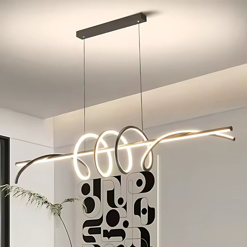 Lustra LED cu telecomanda RIBBON, 66W, Lumina Rece/Calda/Neutra, Dimabila, Negru, Inaltime Reglabila
