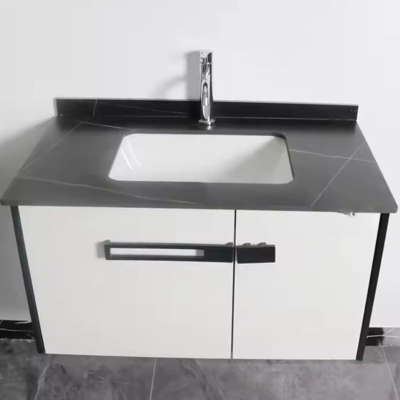 Set Mobilier pentru Baie CRETA, 80x40cm, 2 Piese, Negru si Alb