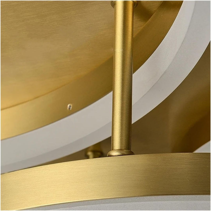 Lustra LED cu Telecomanda RINOVA, 4 cercuri, 112W, Lumina Calda/Rece/Neutra, Dimabila, Auriu