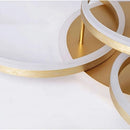 Lustra LED cu Telecomanda RINOVA, 4 cercuri, 112W, Lumina Calda/Rece/Neutra, Dimabila, Auriu