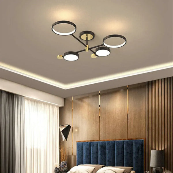 Lustra LED cu Telecomnda MARIA, 45W, 4 Elemente, Lumina Calda/Rece/Neutra, Dimabila, Negru