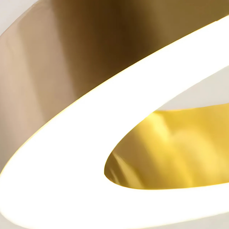 Lustra LED suspendata ANINA 34W, 1 Cerc, lumina Rece/Calda/Neutra, Dimabila, Auriu Lucios Alb, Inaltime Reglabila