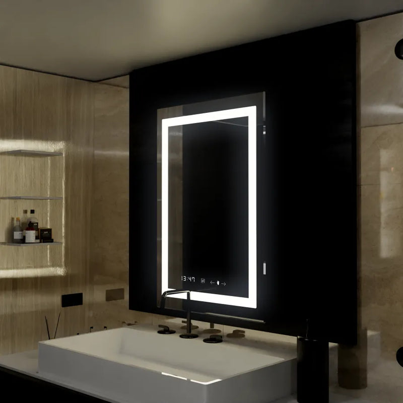 Oglinda LED Senzor Vetro, cu functie Dezaburire si Ceas 60x80 cm, colectia Marcello Funghi - LEDS