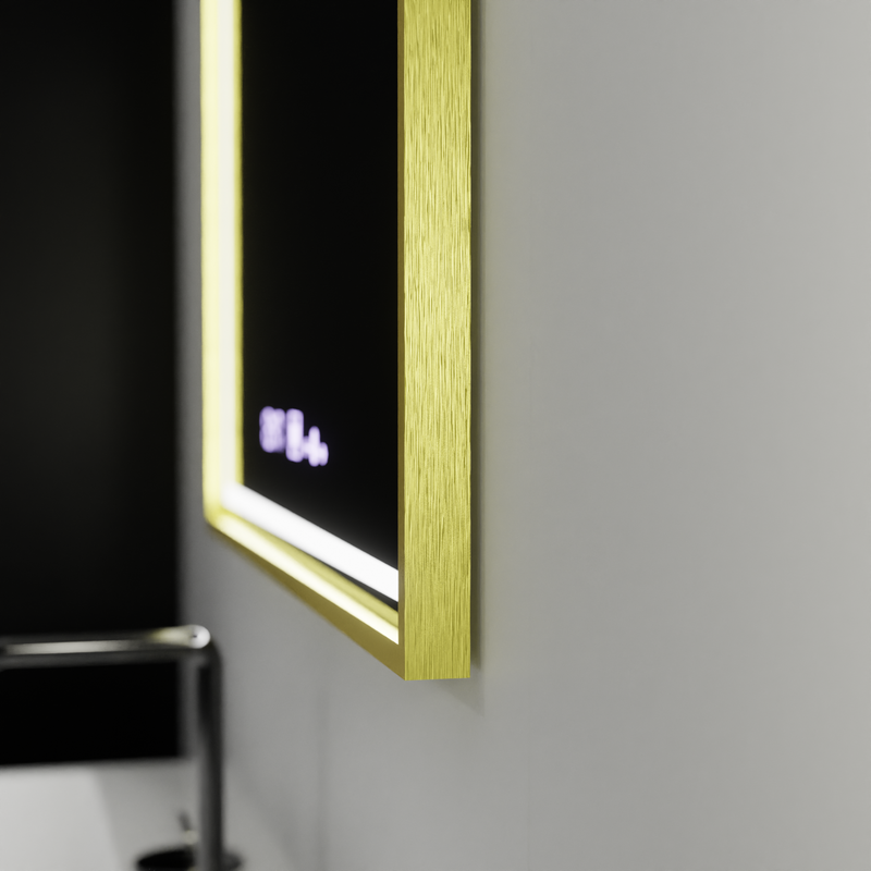 Oglinda LED Touch Kalahiri, 80x60 cm, functie Dezaburire, Rama Auriu Brushed