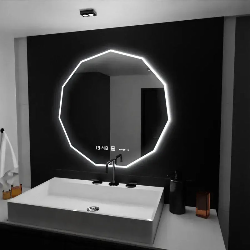 Oglinda LED Poligon, 70cm, Judith Senzor MotionGlow Marcello, Sistem Dezaburire, Ceas & Termometru, Dimabila 084