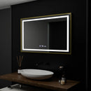 Oglinda LED Rectangulara, 100x80cm, Verite Royale Gold Motion Glow Marcello, Sistem Dezaburire, Ceas & Termometru, Dimabila