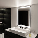 Oglinda LED Touch Favola Sistem Dezaburire Rama Neagra Ceas si Temperatura 75x90 cm Colectia Marcello Funghi - LEDS