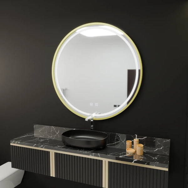 Oglinda LED Rotunda, 60cm, Glanz Touch, Sistem Dezaburire, Dimabila