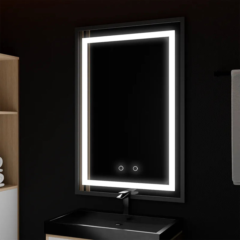 Oglinda LED Rama Neagra Touch Incantodoro Sistem Dezaburire Rama Neagra 60x80 cm Colectia Marcello Funghi