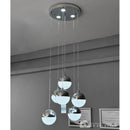 Lustra LED suspendata cu telecomanda JEREMIAS 63W, 6 Elemente, lumina Rece/Calda/Neutra, Dimabila, Argintiu, Inaltime Reglabila