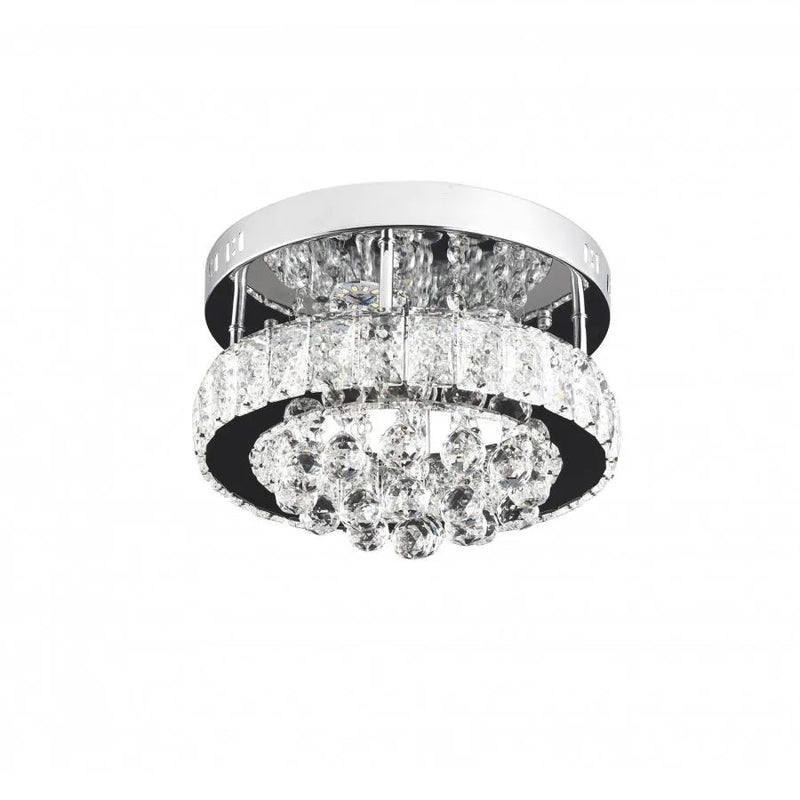 Lustra LED Abel, 22W, Lumina Rece/Calda/Neutra, Crom si Cristal