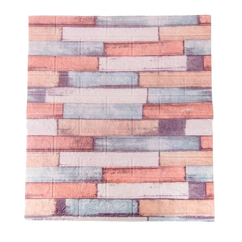 Set 10xTapet 3D autoadeziv caramizi Multicolore din spuma moale, 77cm x 70cm x 6mm