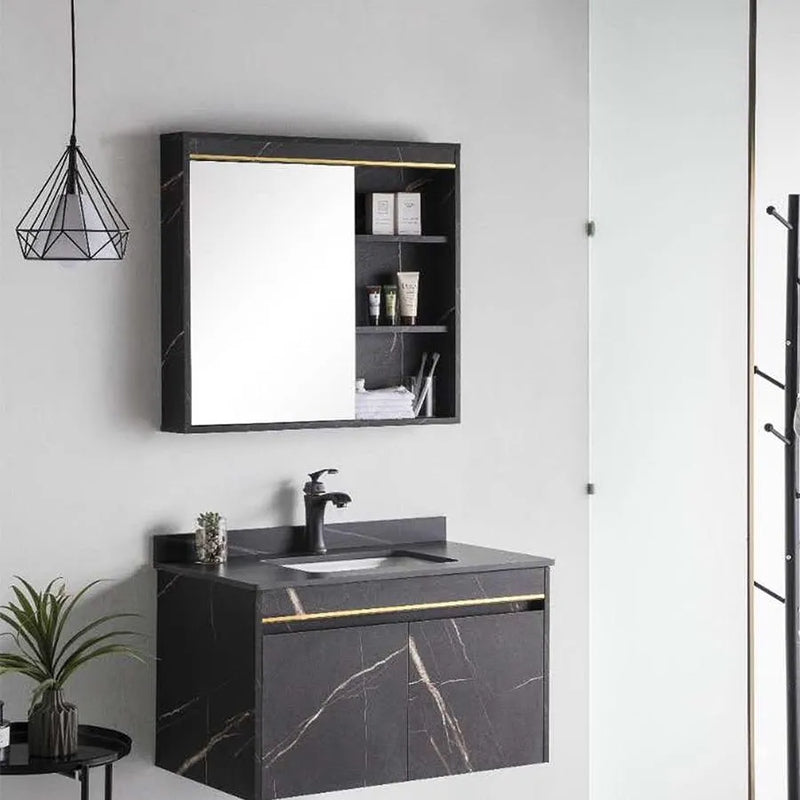 Set Mobilier pentru Baie 80x50cm 2 Piese Negru