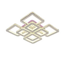 Lustra LED cu telecomanda si cristal LEILA 237W, 8 Patrate, lumina Rece/Calda/Neutra, Dimabila, Alb Crom Lucios