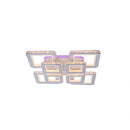 Lustra LED cu telecomanda si cristal LEILA 237W, 8 Patrate, lumina Rece/Calda/Neutra, Dimabila, Alb Crom Lucios