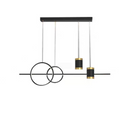 Lustra LED suspendata cu telecomanda PAULINA 74W, lumina Rece/Calda/Neutra, Dimabila, Negru, Inaltime Reglabila