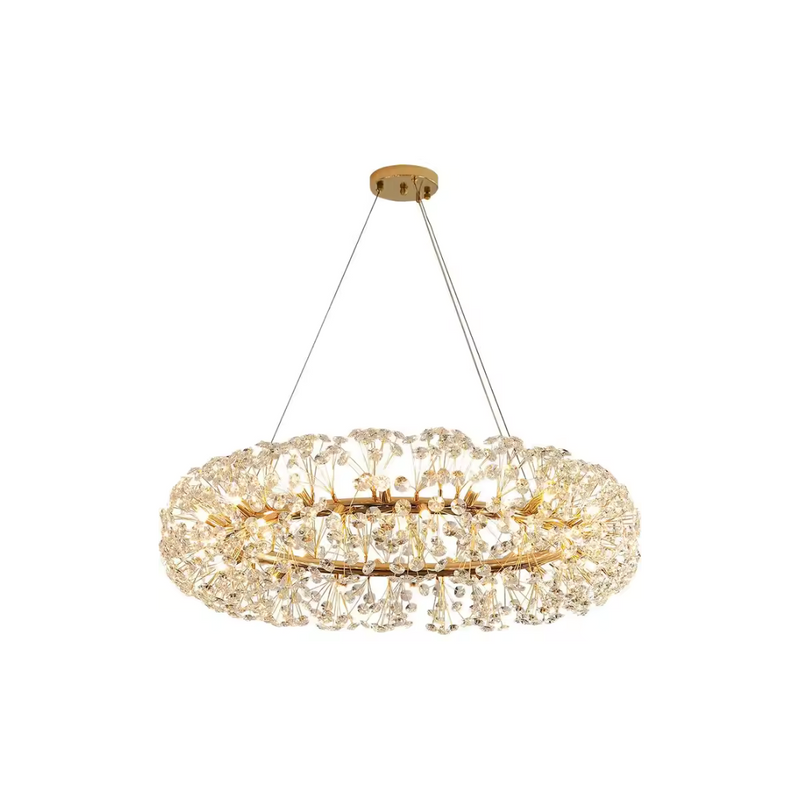 Candelabru Cristal SEGOVIA Magno 5x E14, Diametru 60cm, Auriu Lucios, Inaltime Reglabila