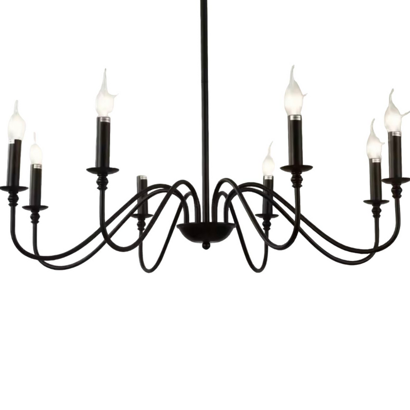 Lustra VINTAGE, tip Pendul cu brate, MARGAUX, Rotunda, 8xE14, Negru