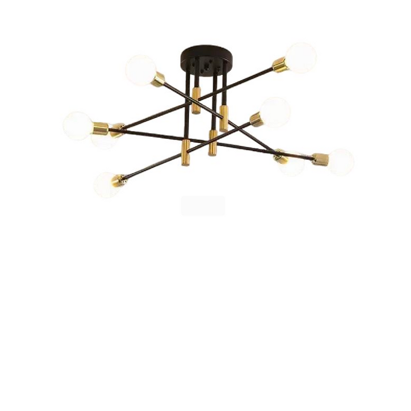 Lustra Modernist Zita 8x E27, Negru și Auriu, Design Modern