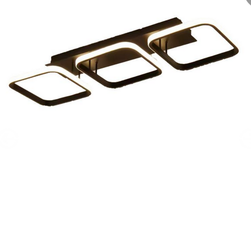 Lustra LED VERTEX 34W, 3 Patrate, Liniara, lumina Rece/Calda/Neutra, Neagra