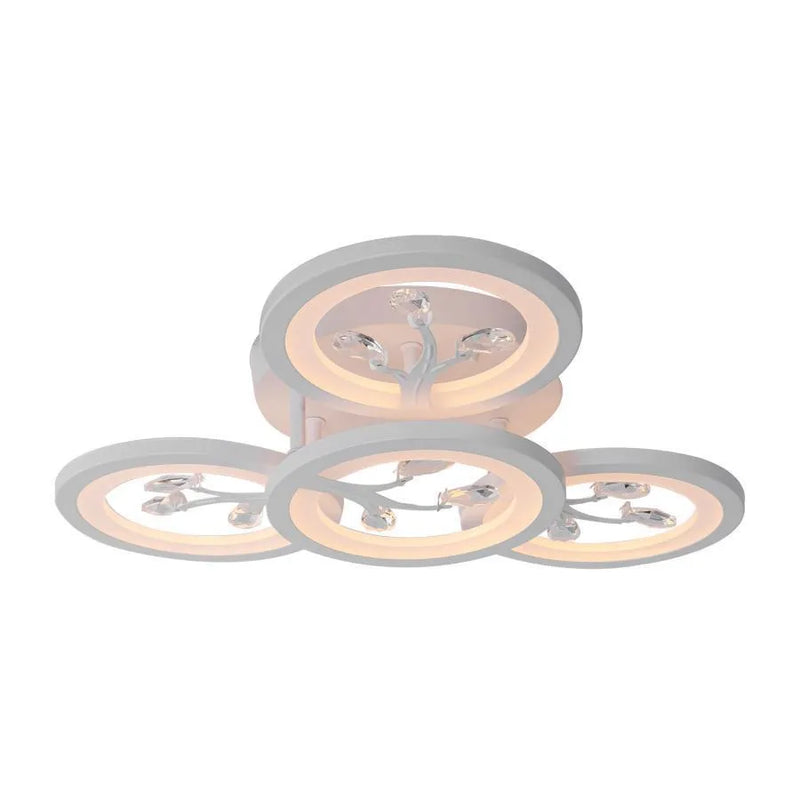 Lustra LED cu telecomanda si cristal DAISY ,4 Elemente, 49W, Lumina Rece/Calda/Neutra, Dimabila, Alb