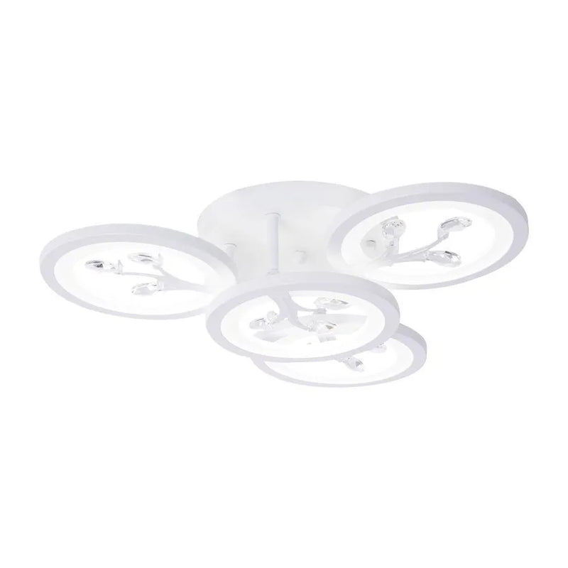 Lustra LED cu telecomanda si cristal DAISY ,4 Elemente, 49W, Lumina Rece/Calda/Neutra, Dimabila, Alb