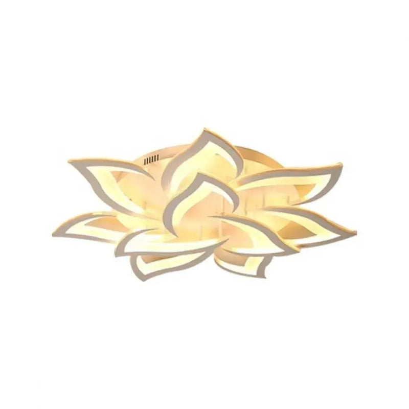 Lustra LED cu telecomanda LOTUS 91W, 9 Petale, lumina Rece/Calda/Neutra, Dimabila, Alb