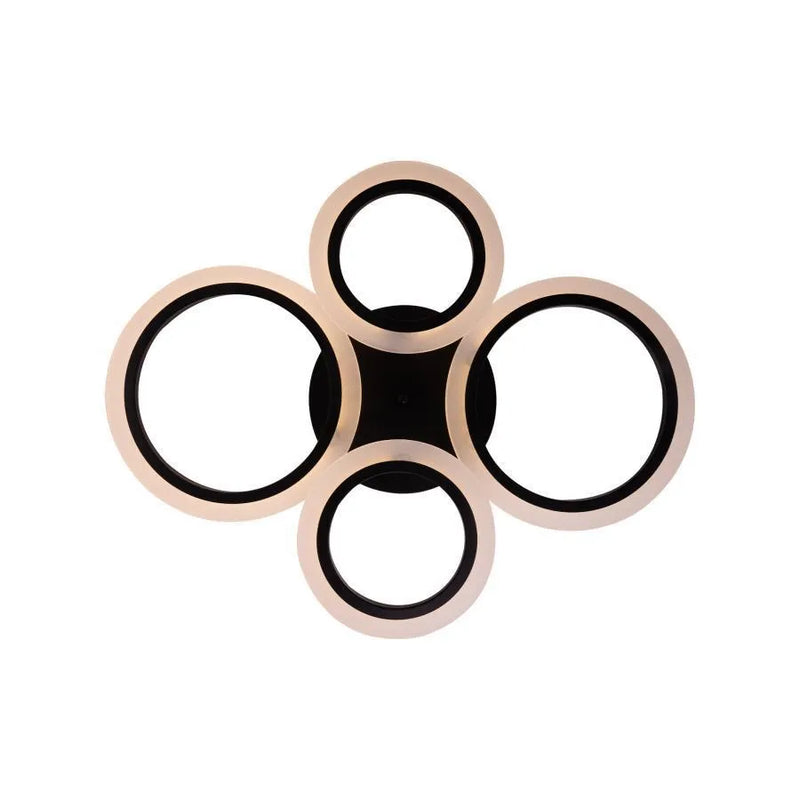 Lustra LED cu telecomanda BETTY 44W, 4 Cercuri, lumina Rece/Calda/Neutra, Dimabila, Negru