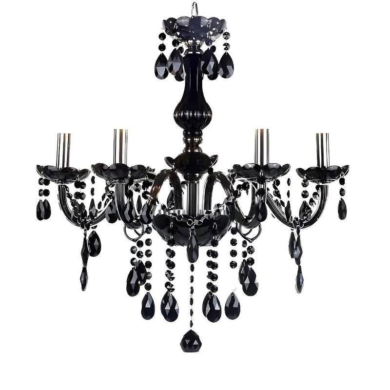 Candelabru Cristal ALNWICK Eleganza, 5xE14, Diametru 48cm, Negru, Inaltime Reglabila