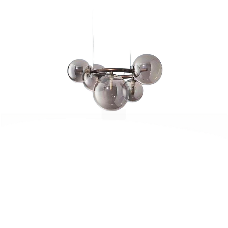 Lustra cu Abajur Rotund , VENERE Zodiaco ,1 Cerc 5xG9, Metal , Negru, Inaltime Reglabila