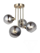 Lustra cu bec moderna MODUS, 4x E27, Gri Inchis, Auriu, Metal