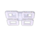 Lustra LED cu telecomanda si cristal LEILA RGB 79W, 4 Patrate, lumina Rece/Calda/Neutra, Dimabila, Alb Crom Lucios