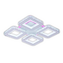 Lustra LED cu telecomanda si cristal LEILA RGB 79W, 4 Patrate, lumina Rece/Calda/Neutra, Dimabila, Alb Crom Lucios