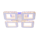 Lustra LED cu telecomanda si cristal LEILA RGB 79W, 4 Patrate, lumina Rece/Calda/Neutra, Dimabila, Alb Crom Lucios