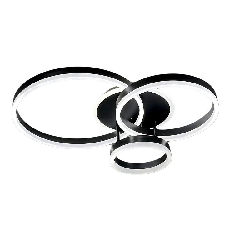 Lustra LED cu telecomanda RIGA LILITH, 68W, 3 Cercuri, lumina Rece/Calda/Neutra, Dimabila, Negru