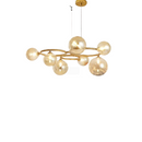 Lustra cu Abajur Rotund ,VENERE Luce, 3 Cercuri, 7xG9, Auriu, Metal , Inaltime Reglabila