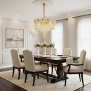 Candelabru Cristal BLOSSOM Magno,8xE14, 60cm, Auriu Lucios, Inaltime Reglabila, Metal si Cristal