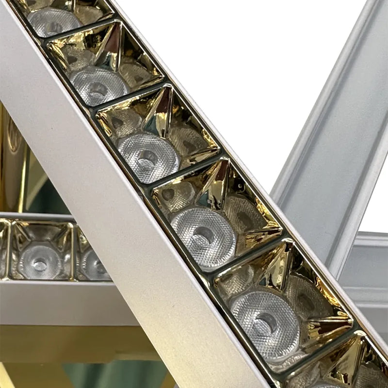 Lustra LED cu telecomanda MAKOTO 144W, 6 Elemente, Liniara, lumina Rece/Calda/Neutra, Dimabila, Alb Auriu