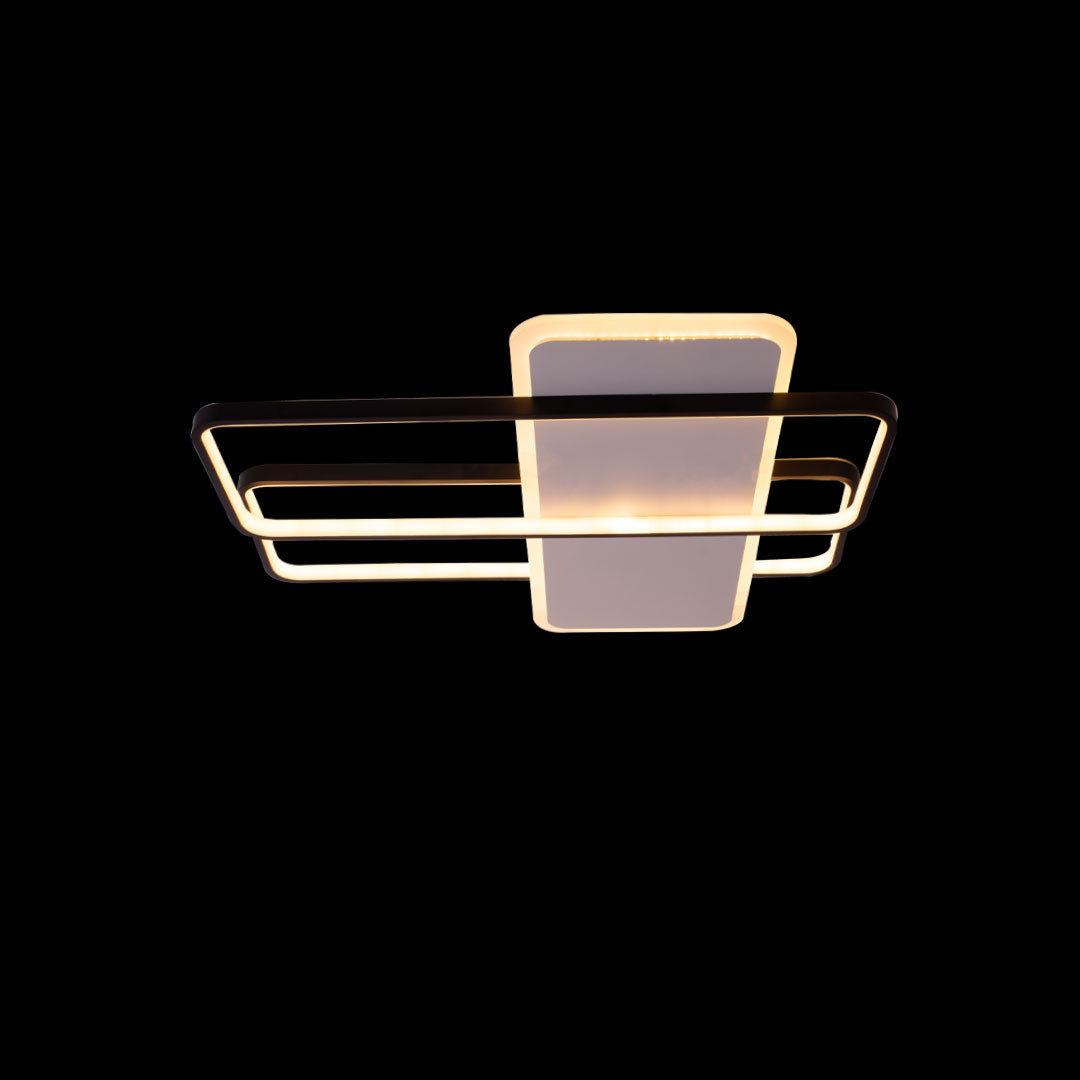 Lustra LED cu Telecomanda, 168W, 3000K/4000K/6000K, Acril si Metal, Negru cu Alb, Dimabila, IP.20 2305WH+BK - LEDS
