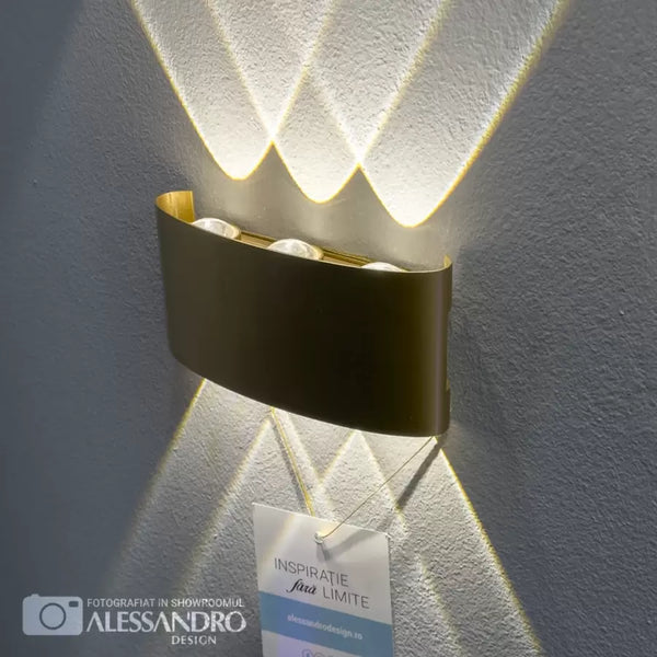 Aplică LED  de Exterior Senseni, 6W, Metal, Auriu
